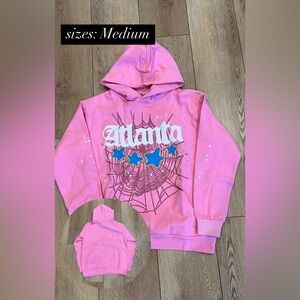 Pink Kids Hoodie with Spider Web Design